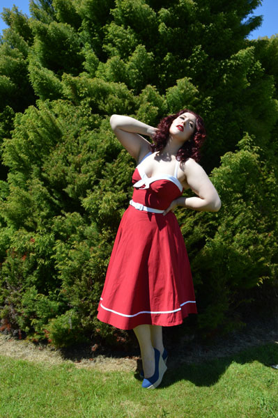 Pinup Girl Clothing Red Sailor Swing Dress