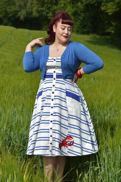 Collectif Sandrine Lobster Stripe dress nautical Miss Amy May plus size pinup