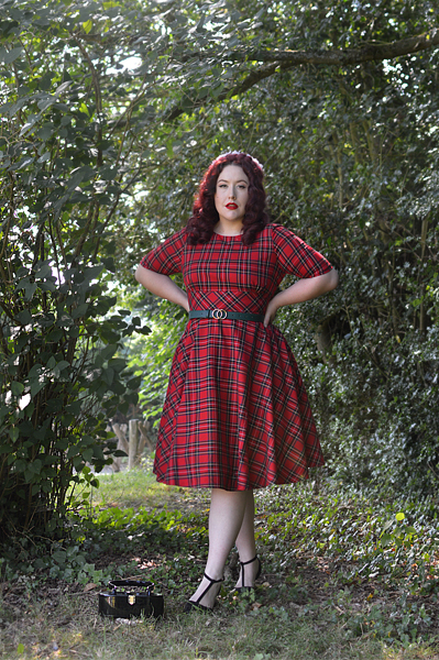 Red Tartan Irvine 50s dress Hell Bunny discount code AMYMAY20!% plus size pinup Miss Amy May