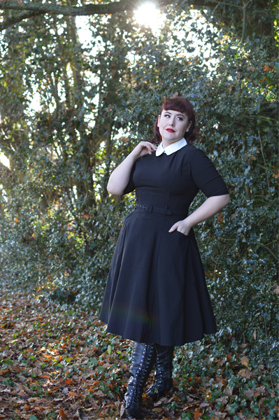 Collectif Clothing Black Winona swing dress size fit review Miss Amy May plus pinup 