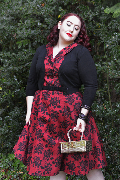 Elegant Floral Florence Dress gifted by Lady V London fit size review plus size pinup Miss Amy May