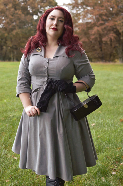 Miss Candyfloss gifted Leontine-Silver dress fit size review plus size pinup Miss Amy May