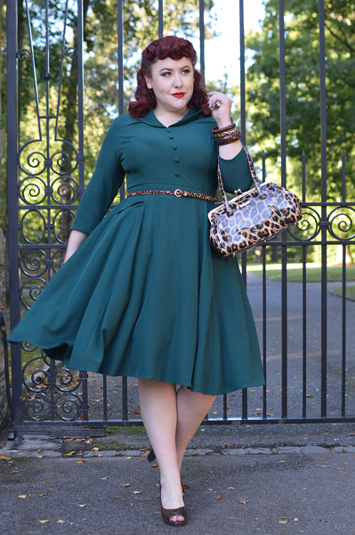 Fit and size review of the Gabriella Swing dress gifted by Hearts and Roses London by plus size pinup Miss Amy May