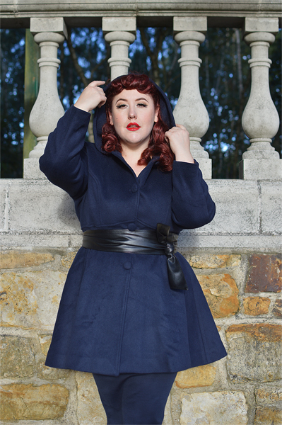 Review of the wool Timeless Swing coat #1117 gifted by Shop Xiaolizi by plus size pinup Miss Amy May