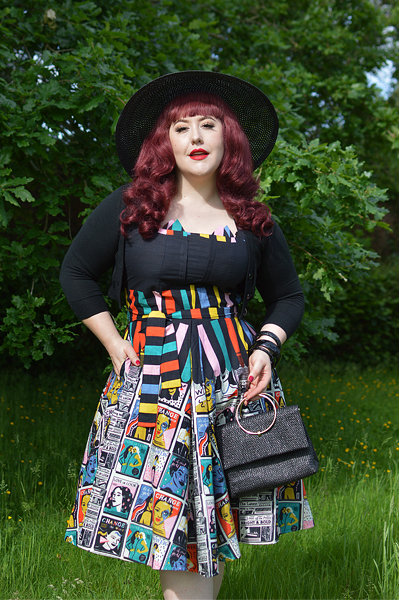 Plus size pinup Miss Amy May models the Empower You Panel dress gifted by Love UR Look for a fit and size review