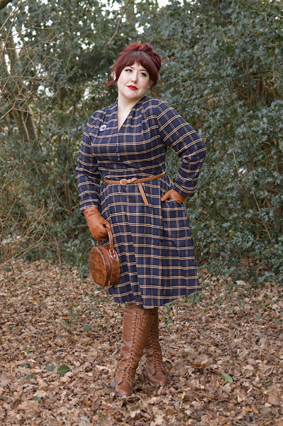 Plus size pinup Miss Amy May models the Helena dress by Timeless London for a fit and size review